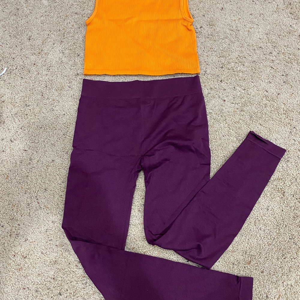 Forever 21 Women’s Orange Ribbed Sleeveless Crop Tank Top S/M